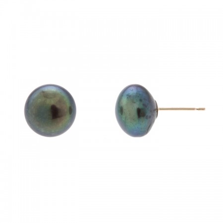 9.0-9.5mm Freshwater Black Pearl Stud Earrings 