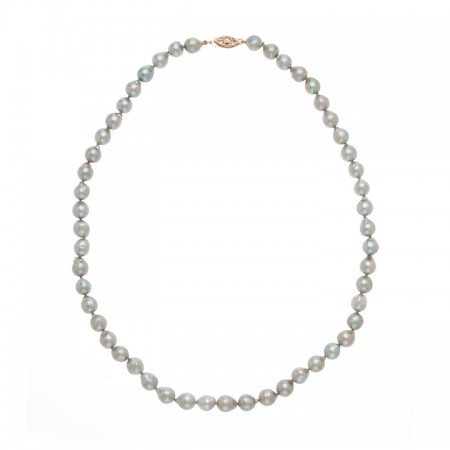 7.0-7.5mm Japanese Akoya Baroque Grey Pearl Necklace 
