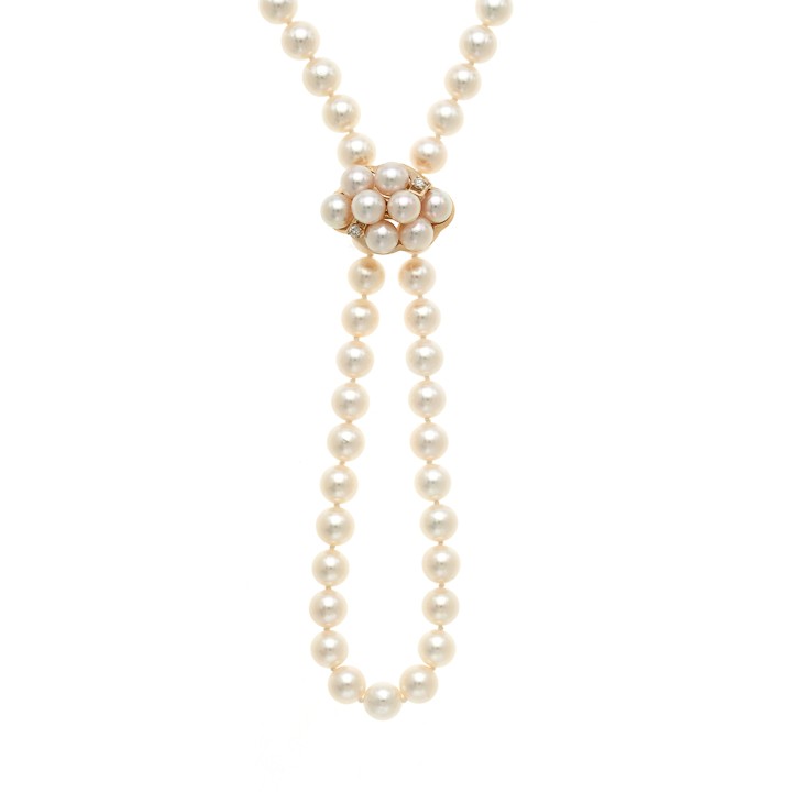 6.0-6.5mm Japanese Akoya Pearl Shortener with Diamonds