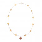 11.0-11.5mm Chocolate Tahitian Tin Cup Pearl Necklace with Citrine