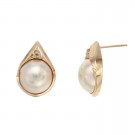 13.0-13.5mm Mabe Pearl Earrings with Diamonds
