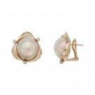 15.0-15.5mm Mabe Pearl Earrings with Diamond