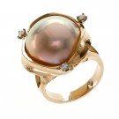 16.0-16.5mm Mabe Pearl Ring with Diamonds 