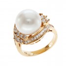 12.0-12.5mm South Sea Pearl Ring with Diamonds