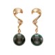 9.5-10.0mm Tahitian Black Pearl Earrings with Diamonds 