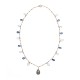 9.0-10.0mm Tahitian Black Tin Cup Pearl Necklace with Aquamarine and Kyanite 